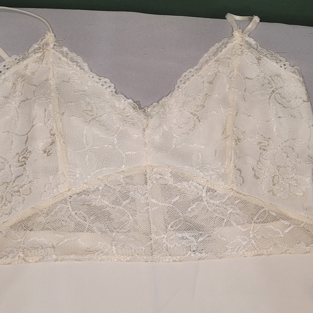 Cream, lace bodysuit, size large